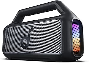 soundcore Anker Boom 2 Bluetooth Speaker, Outdoor Speaker with 80W, Subwoofer, BassUp 2.0, 24H Playtime, IPX7 Waterproof, Floatable, RGB Lights, Custom EQ, USB-C, Portable for Camping, Beach, Garden