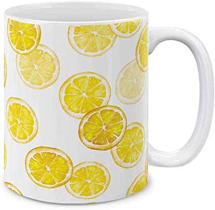 MUGBREW 11 OZ Coffee Mug Fruits Vegetables Kitchenware Designs, Lemon Slice Pattern