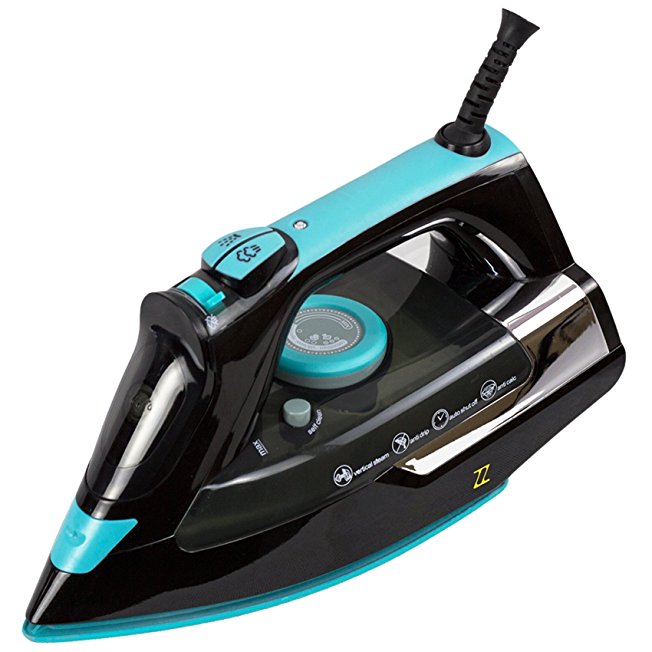 ZZ ES2342BBG 1500-Watt Steam Iron with Non-stick Ceramic Soleplate, Cyan