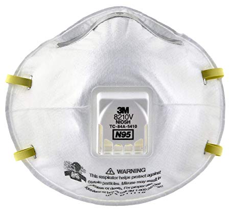 3M 8210V Particulate Respirator, N95 Exhalation Valve, Respiratory Protection 7 boxes of 10 per box (70 Count)