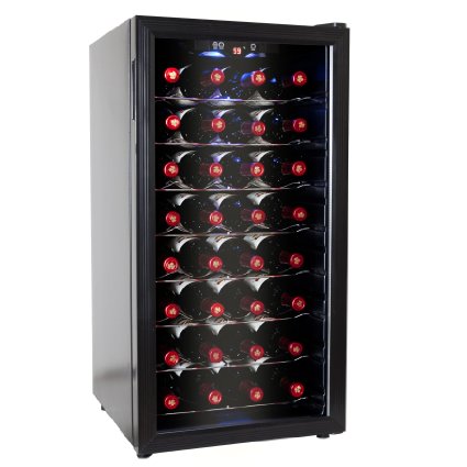 AKDY® Black Freestanding Thermoelectric Counter Wine cooler Cellar Quiet Operation (32 Bottles)