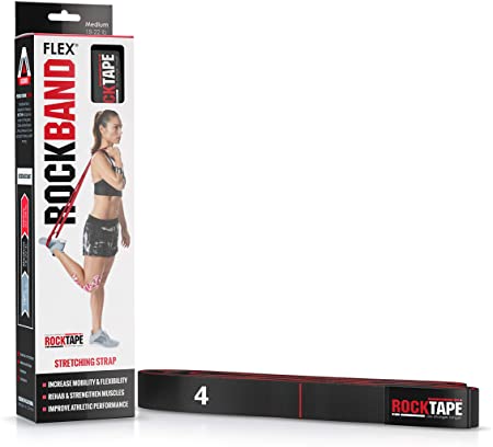 Rocktape RBF-Gry Rockband Flex Resistance Bands with Handles & Loops, Made Without Latex & Rubber, No Snapping or Tearing, Resistance