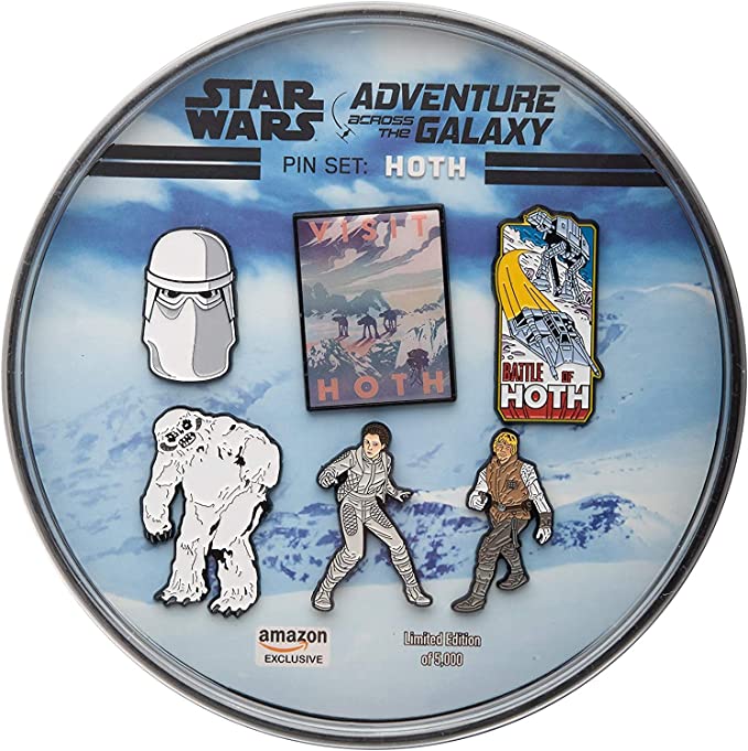 STAR WARS Hoth Metal-Based and Enamel 6 Lapel Pin Set with Officially Licensed 16cm Circular Window Box with Collapsible Kick Stand. (Amazon Exclusive)