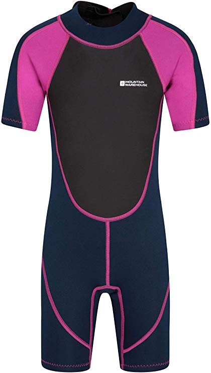 Mountain Warehouse Kids Shorty Wetsuit - Flat Seams, Easy Glide Zip Children's Wetsuit, Neoprene Swimming Wetsuit, Adjustable Neck Closure Diving Suit - for Surfing