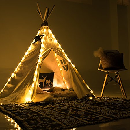 Fairy Lights for Teepee Tents - Battery Operated 5 LED Strings for Wedding Party Centerpieces, Waterproof Decorative Lights for Bedroom, Kids Teepee Decoration TENT NOT INCLUDED