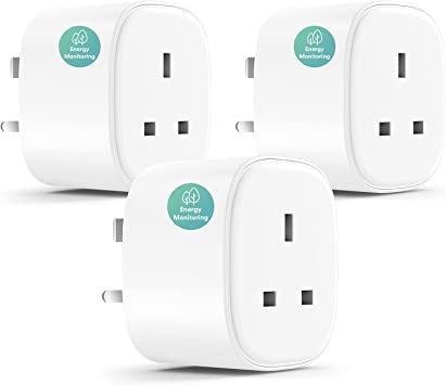 Meross Smart Plug with Energy Monitor Wi-Fi Outlet Work with Alexa Echo, Google Home, Smart Socket No Hub Required 13A (3-Pack)