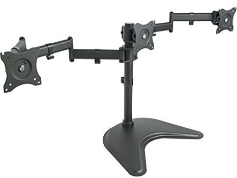 Triple Monitor Mount Fully Adjustable Desk Free Stand for 3 LCD Screens upto 24" (STAND-V003P)