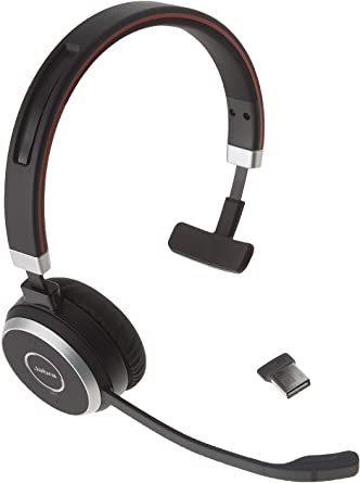 Jabra Evolve 65 MS Wireless Headset, Mono – Includes Link 370 USB Adapter – Bluetooth Headset with Industry-Leading Wireless Performance, Advanced Noise-Cancelling Microphone, All Day Battery