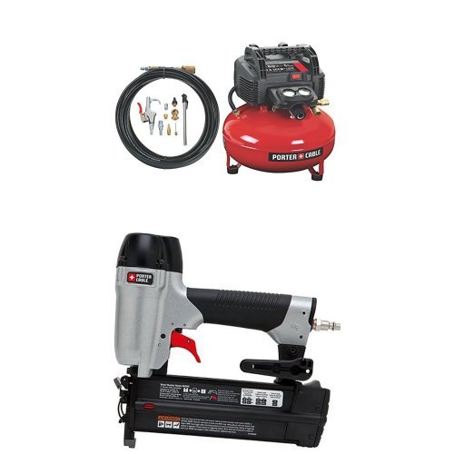 PORTER-CABLE C2002-WK Oil-Free UMC Pancake Compressor with 13-Piece Accessory Kit with  2-Inch 18GA Brad Nailer Kit