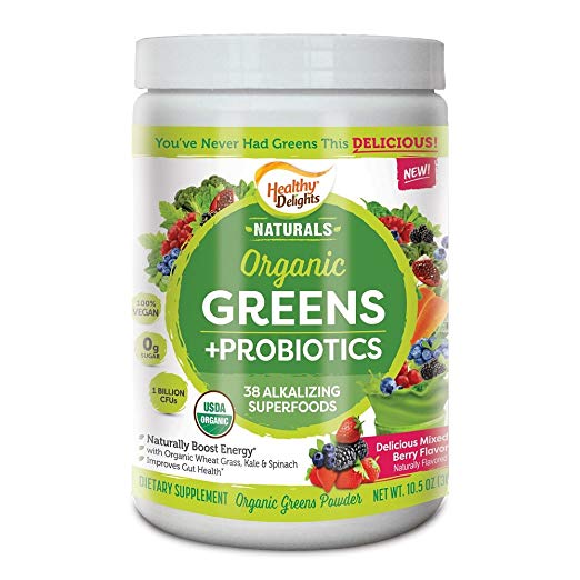 Healthy Delights Naturals, Organic Greens Superfoods, With Probiotics, Delicious Berry Flavored, 0.85 Pound