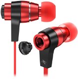 Sentey Earbuds Metal Audiophile Level In-ear Headphones Earphones for Music Running Travel Carrying Case Included Tangle Free Cable BlackRed Cor3 Ls-4216 with Inline Control and Microphone