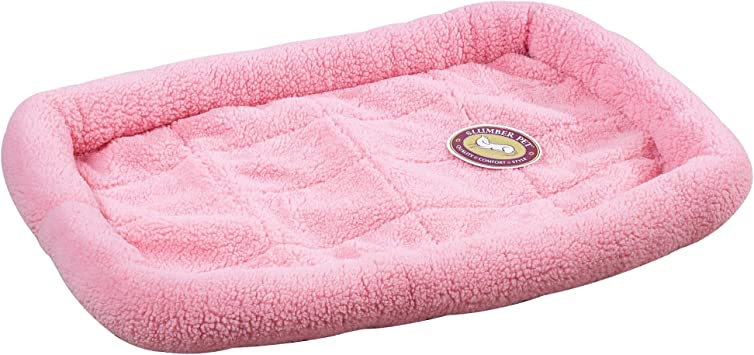 Slumber Pet Sherpa Crate Beds - Comfortable Bumper-Style Beds for Dogs and Cats, X-Small, Pink