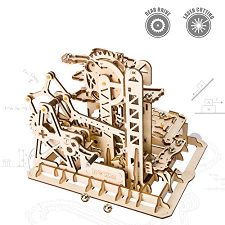 ROKR Self-Assembly Marble Run Toy Set-Magic Tracks Building Kits-Track Race Set-Wooden Craft Kit-Home Decor-Best Christmas,Birthday Gift for Boyfriend,Son, Father,or Grandfather(Marble Climber)