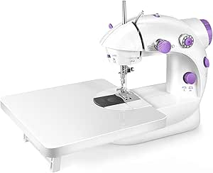 Portable Sewing Machine with Extension Table and Light, Mini Handheld Sewing Machine with Upgraded, Two Threads Double Speed Double Switches, Easy to Use for Kids,Beginners and DIY