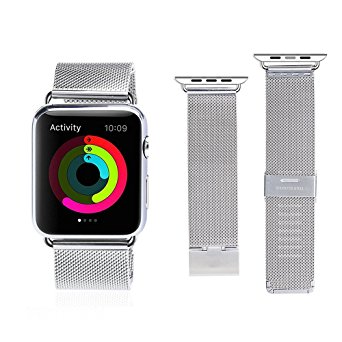 Apple Watch Band,Qshell Apple Watch iwatch 22cm Milanese Loop Stainless Steel Mesh Replacement Bracelet Smart Watch Band Strap Wristband With Metal Adapter Clasp for Apple Watch  38mm-Silver