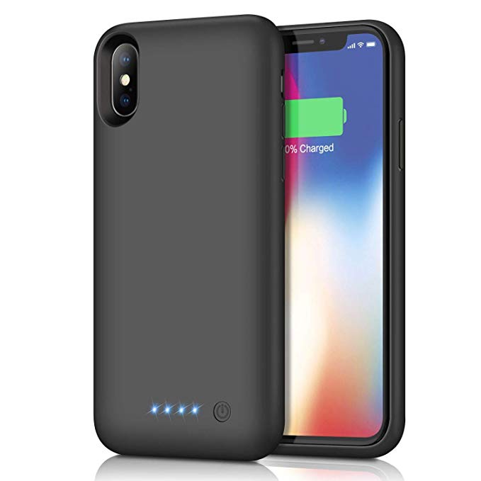 Battery Case for iPhone Xs/X/10, 6500mAh Portable Protective Charging Case for iPhone XS Rechargeable Extended Battery Pack Charger Compatible with Apple iPhone X/10 Power Bank Cover (5.8 inch), Black