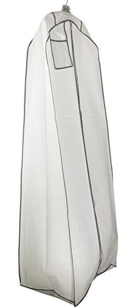Gusseted Gown Garment Bag for Women’s Prom and Bridal Wedding Dresses - Travel Folding Loop, ID Window- 72” x 24” with 20” Tapered Gusset - by Your Bags