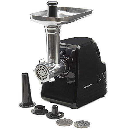 Andrew James Electric Meat Grinder & Sausage Maker in Black, 600 watts, Easy to Use, Reverse Function, 3 Stainless Steel Cutting Blades with Accessories