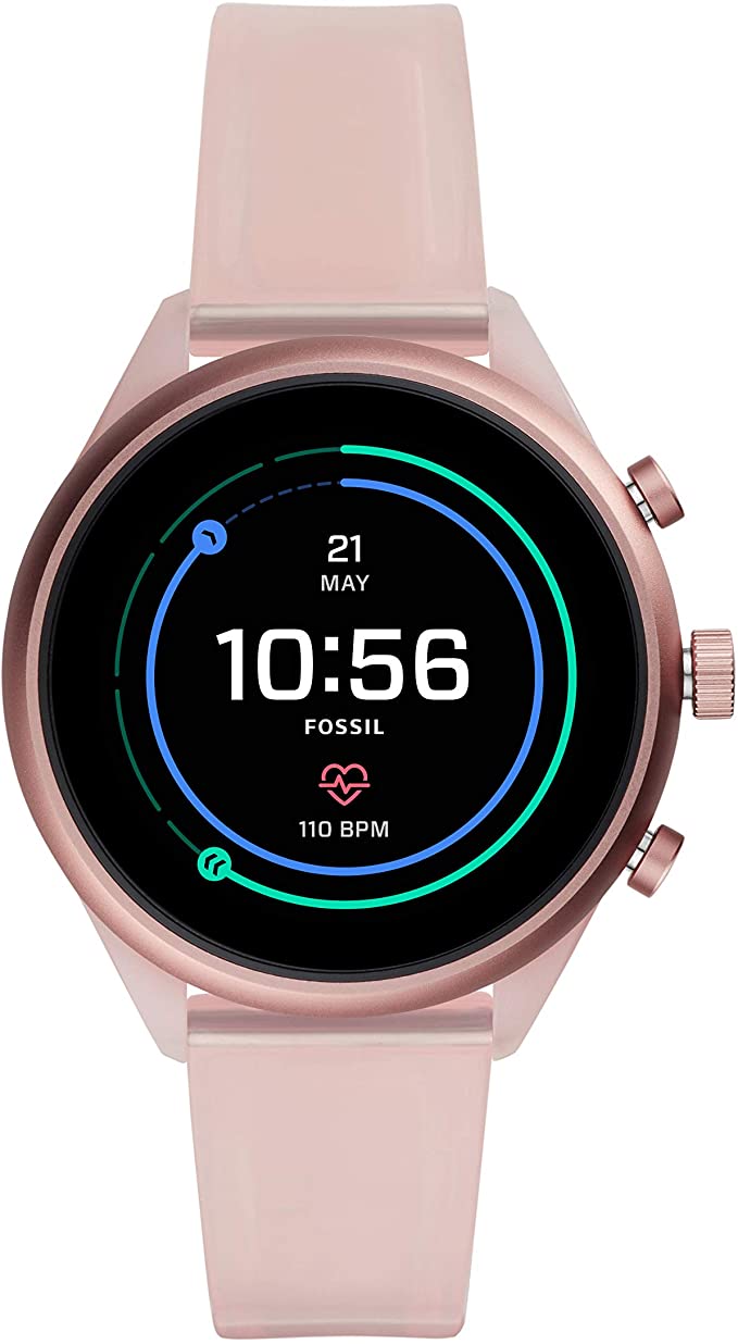 Fossil Women's Sport Metal and Silicone Touchscreen Smartwatch with Heart Rate, GPS, NFC, and Smartphone Notifications