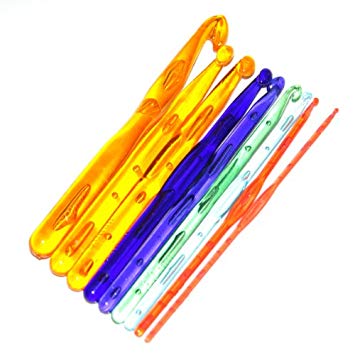 Imported 9 Sizes Multicolor Plastic Crochet Hooks Knitting Needles 3.0 - 12.0mm-14006948MG