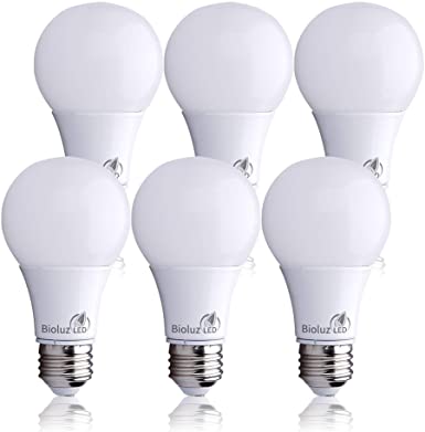 Bioluz LED Light Bulbs 60 Watt A19 Soft White 3000K Non-Dimmable A19 60 Watt Light Bulb 6-Pack