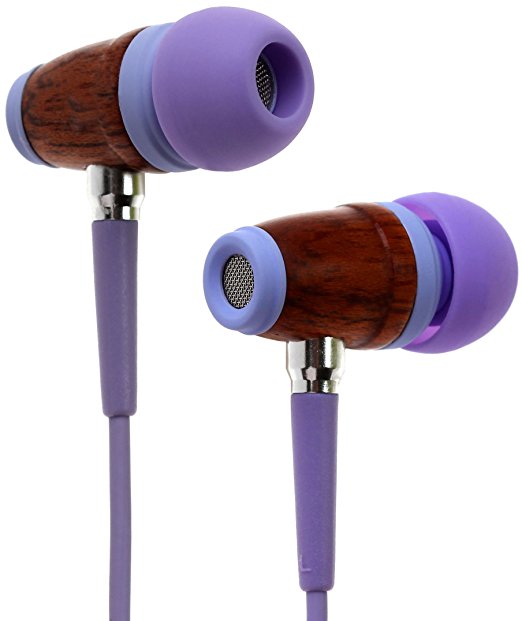 Symphonized Kids Volume Limited Premium Wood In-ear Noise-isolating Headphones|Earbuds|Earphones with Mic (LaLa Lavender)