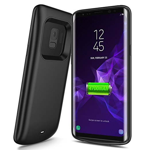 powerman Galaxy S9 Slim Battery Case, 4700mAH s9 Fast charging cases Rechargeable External Battery Pack with LED Power Indicator, Slim Protective Backup Battery Charger Cases for Samsung S9 (Black)
