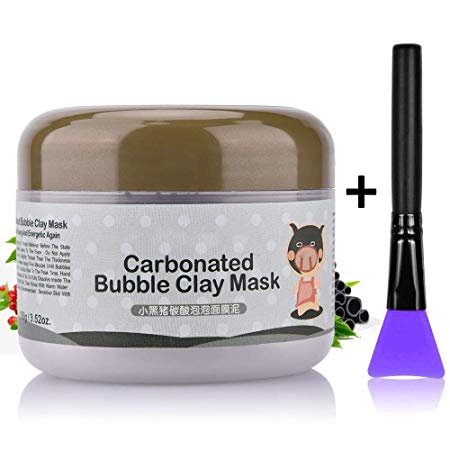 HailiCare Carbonated Bubble Clay Mask 3.52oz   Bamboo Charcoal Cleansing Brushes (Mask Brush)