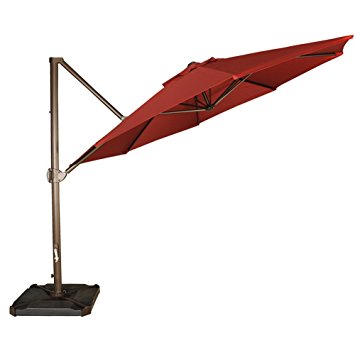 Abba Patio 11-Feet Offset Cantilever Umbrella Outdoor Patio Hanging Umbrella with Cross Base and Umbrella Cover, Red