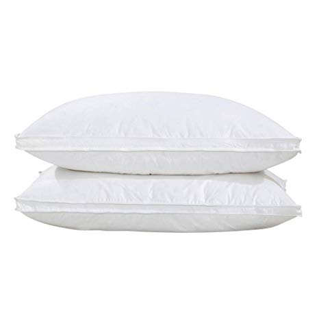 Goose Feather Pillows, Down Pillow Sleep Pillows Down Feather Pillows, Premium 100% Cotton Shell Set of 2 (King, White)