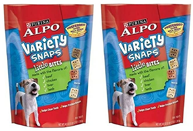 ALPO Variety Snaps Little Bites Dog Treats with Beef, Chicken, Liver & Lamb Flavors 60 oz. Pouch (2 Pack)