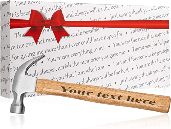 "Thank You for Helping Me Build My Life" Engraved Hammer Personalized for dad, men, husband, grandpa - Sentimental Unique gifts Ideas for Christmas, Fathers Day, Birthdays, Wedding, and Anniversary