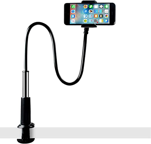 licheers Flexible Gooseneck Phone Holder, licheers Lazy Bed Holder Phone Stand for 3.5-7 Inch Devices, Overall Length 35.4In (Black)