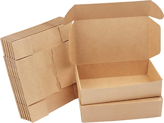 Kurtzy Brown Kraft Gift Boxes (20 Pack) - Box Measures 19 x 11 x 4.5cm (7.48 x 4.33 x 1.77 inches) - Easy Assemble Rectangle Presentation Favour Present Box - Parties, Birthdays, Weddings, Holidays