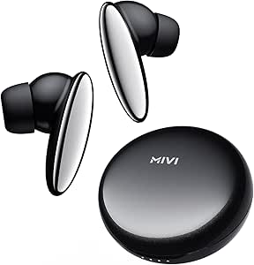 Mivi DuoPods A750 True Wireless Earbuds, 55  Hrs Playtime, Multi Device Connectivity, AI-ENC for Call Clarity, Type C Fast Charging, Metallic Finish, IPX 4.0 (Black)