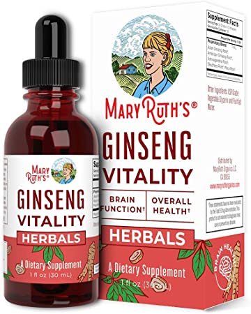 Ginseng Vitality Liquid Adaptogens by MaryRuth's | Organic Adaptogen Supplements to Support Your Mind & Body | Adaptogen Blend Contains Ginseng Root, Ashwagandha, Eleuthero & Maca