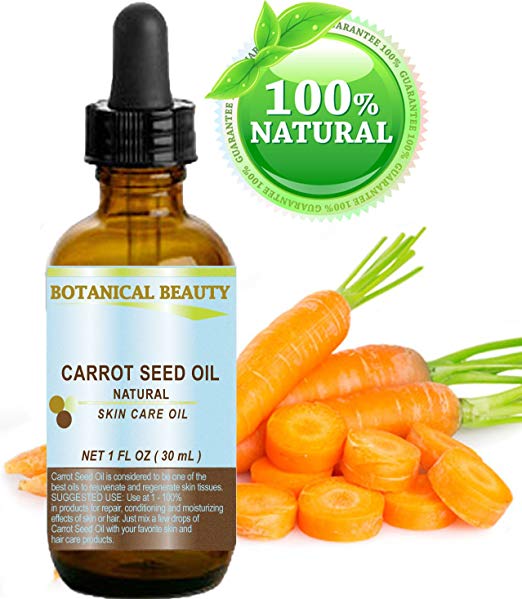 CARROT SEED OIL 100 % Natural Cold Pressed Carrier Oil. 1 Fl.oz.- 30 ml. Skin, Body, Hair and Lip Care. "One of the best oils to rejuvenate and regenerate skin tissues.” by Botanical Beauty