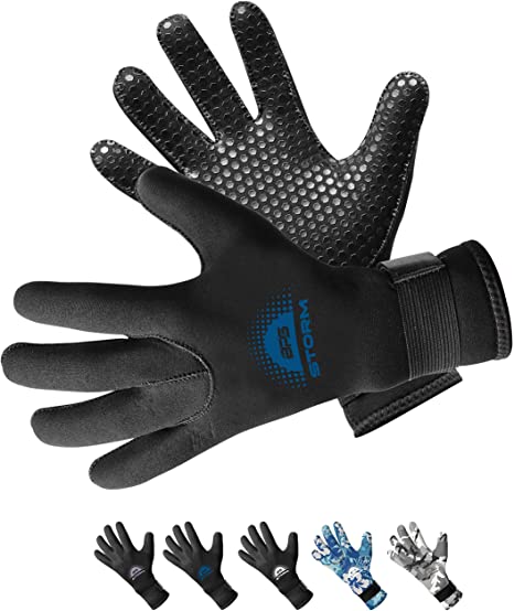 BPS Water Gloves, 3mm & 5mm Neoprene Five Finger Wetsuit Gloves for Diving, Snorkeling, Kayaking, Surfing, Winter, Canoeing, Kayaking and Other Water Sports
