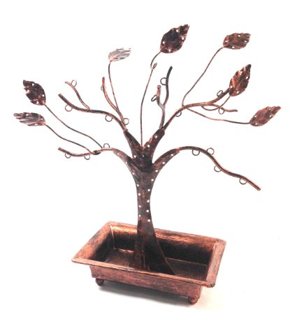 Bejeweled Display 11L x 4W x 111.5H Inch Earring Tree and Ring Bowl Jewelry Display, Bronze