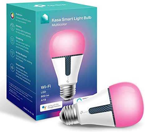 Kasa Smart Bulb by TP-link, WiFi Smart Switch, E27, 10W, Works with Amazon Alexa (Echo and Echo Dot) and Google Home, Colour-Changeable, Dimmable, No Hub Required (KL130) [Energy Class A ]