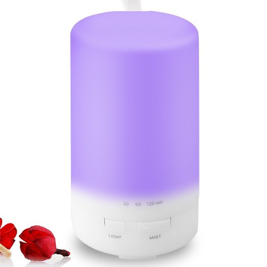 USB Aromatherapy Essential Oil Diffuser, URPOWER 50ml Most Portable Ultrasonic Essential Oil Cool Mist Aroma Diffuser with 7 Color Changing Lights and 3 Timer Settings for Car Laptop PC Office Travel