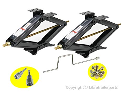 Set of 2 5000 lb 24" RV Trailer Stabilizer Leveling Scissor Jacks w/handle