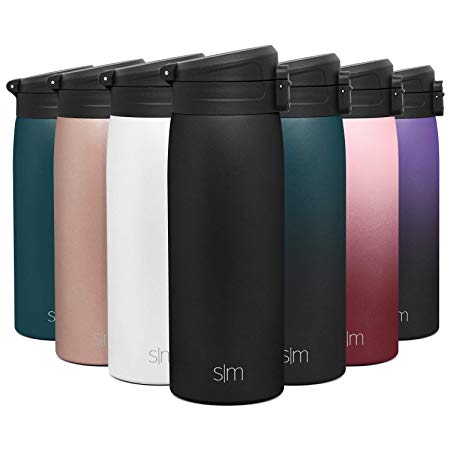 Simple Modern 16oz Kona Travel Mug Tumbler w/Flip Lid - Thermos Coffee Cup Vacuum Insulated Camping Flask with Lid 18/8 Stainless Steel Hydro - Midnight Black