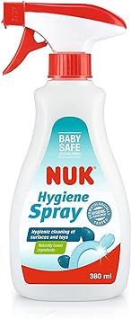 NUK Hygiene Spray | 380 ml | Anti Bacterial Spray Cleaner | Mild Baby-Safe Formula | Kills 99.9% of Germs & Bacteria