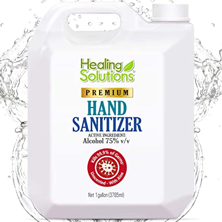 Hand Sanitizer Gel (1 Gallon - 128oz) - 75% Alcohol - Kills 99.99% of Germs - Unscented Bulk Hand Sanitizer Refill with Antibacterial Gel with Vitamin E & Aloe for Moisturizing