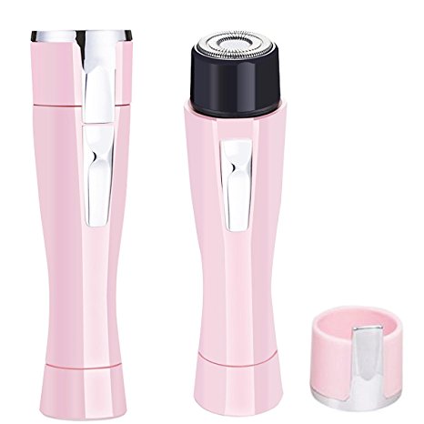 Portable Flawless Women's Painless Hair Remover - Painlessly Electric Ladies Hair Shaver - Removes Facial,Lip,Chin and Cheek Hair -Pink