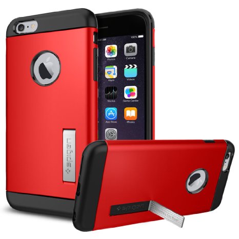 iPhone 6 Plus Case, Spigen® [Slim Armor] KICK-STAND [Electric Red] Slim Fit Dual Layer Advanced Shock Absorption Protective Kick-Stand Case for iPhone 6 Plus (2014) - Electric Red (SGP10902)