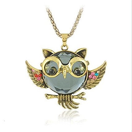 Owl Jewelry Beautiful Crystal Vintage Owl Pendants Necklace Owl Jewelry