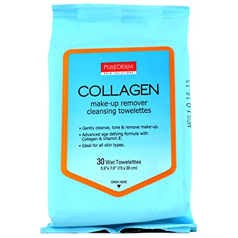 PUREDERM COLLAGEN MAKE-UP REMOVER CLEANSING TOWELETTES(3PKS)