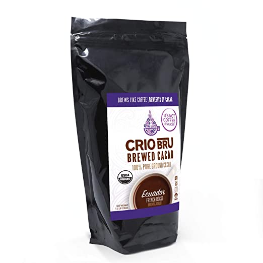 Crio Bru Ecuador French Roast 24oz Bag | Organic Healthy Brewed Cacao Drink | Great Substitute to Herbal Tea and Coffee | 99% Caffeine Free Gluten Free Whole-30 Low Calorie Honest Energy